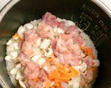 ぱぱっと！鳥肉とキノコの炊き込みご飯作り方1写真