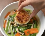 小松菜と温泉卵のスープがけ飯作り方12写真