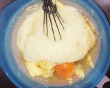 とろろをのっけて焼いた肉みそ春菊のドリア作り方4写真