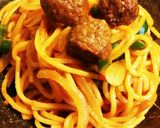 お弁当の残り☆ミートボールパスタ作り方3写真