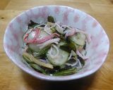 胡瓜とわかめとかにかまの生姜入り酢の物作り方4写真