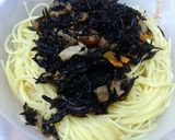 リメイク!ひじきの煮物と明太子のパスタ作り方4写真