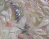 鮭の切り落としと*野菜の*柚子味噌粕煮作り方4写真