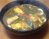 お餅入り油揚げと長ネギのカレーうどん作り方12写真