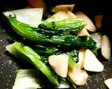 魚ニソ玉ねぎほうれん草炒め創味シャンタン作り方3写真