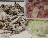 鶏とキノコのクリーム煮　山葵添え♪　作り方1写真