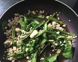 小松菜と挽肉の和風パスタ作り方4写真