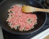 小松菜と豚挽肉の甘辛炒め作り方2写真
