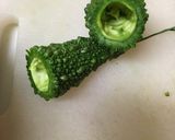 あごだしつゆの薄切りゴーヤチャンプル作り方1写真