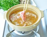 豆苗ともやしのごまみそ鍋作り方5写真