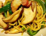 ピーマンと椎茸で塩焼きそば♪半人前作り方4写真