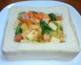 在り合わせで野菜炒めのチーズトースト作り方3写真