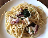 タコと大葉の和風パスタ（出汁と醤油）作り方4写真