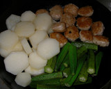 鶏団子と長芋とオクラの照焼き作り方6写真