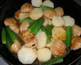 鶏団子と長芋とオクラの照焼き作り方7写真