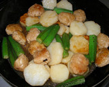 鶏団子と長芋とオクラの照焼き作り方7写真