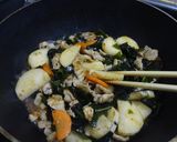 生ワカメと豚肉と長芋炒め作り方3写真