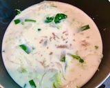 白菜とニラの豆乳コーンスープ作り方2写真