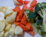 ヘルシー♪　鶏・野菜の豆乳＆味噌シチュー作り方1写真