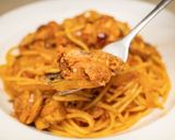 鯖缶とマッシュルームのトマトソースパスタ作り方13写真