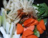 豚バラスライスでうどん団子を巻いた鍋作り方4写真