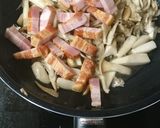 きのことベーコンのトマトクリームパスタ作り方2写真