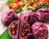 蒸し豚とキノコたっぷり☆紫芋の肉まん作り方20写真