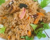 ☆鍋炊き…市販惣菜 真イカから揚げぉめし作り方8写真