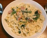 適当旨レシピ☆残りうどんでクリームパスタ作り方8写真