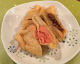 納豆キムチと明太餅のお揚げ巾着作り方5写真