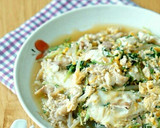 簡単おかず♪豚肉と豆苗の卵とじ煮作り方4写真