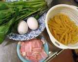 ベーコンとほうれん草のペンネ作り方1写真