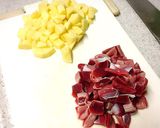 じゃがいもと砂肝のコロコロにんにく炒め作り方1写真