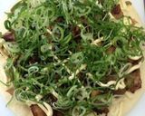 豚バラ＆こんにゃく入りねぎ焼風ピザ作り方5写真