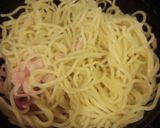 スキレットで作る焼きそばカルボナーラ作り方2写真