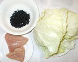 蒸し鶏の辛子酢あえ♪電子レンジ・キャベツ作り方1写真