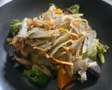 豚バラ肉と小松菜のキムチ炒めde温野菜作り方4写真