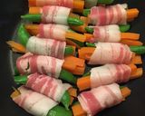 味ぽんでスナップえんどうと人参の豚バラ巻作り方3写真