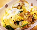 豚こまとほうれん草の卵とじ丼作り方7写真