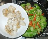 鶏肉と野菜炒め♪ローストチキンのタレで作り方7写真