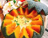 鶏皮出汁で☆丸ごと南瓜のカレースープ作り方16写真