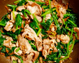 豚肉とほうれん草のゴマ味噌炒め作り方5写真