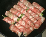 節約レシピ 水菜巻豚肉すき焼き風作り方4写真