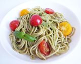 バジルとプチトマトパスタ　ジェノベーゼ作り方5写真