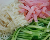 ハムとえのきとキュウリで中華風サラダ作り方4写真