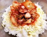 始めから〆？ 鍋にキムチーズごはん巾着作り方1写真