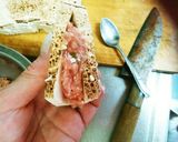 豆腐の挽き肉挟み葱ソースがけ作り方2写真