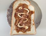 ハムとチーズのお好み焼き風トースト作り方3写真