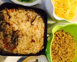 鳥だし炊き込みご飯で三色鶏そぼろ飯作り方8写真