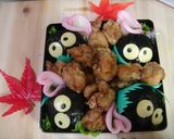 秋の森　まっくろくろすけ弁当（キャラ弁）作り方3写真